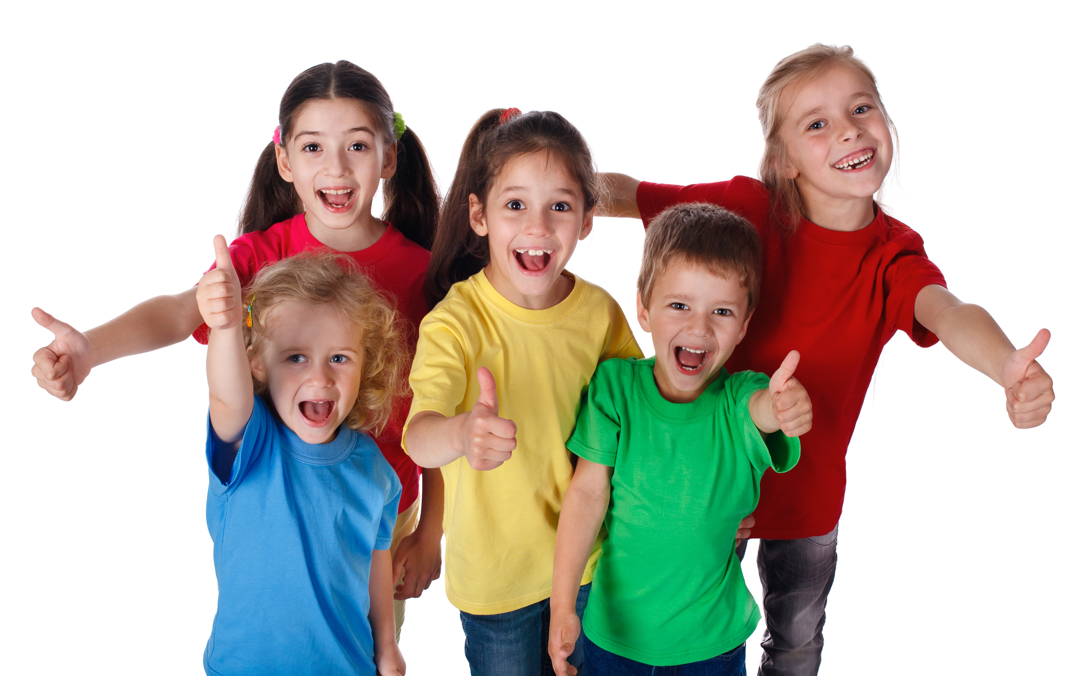 Group of children with thumbs up sign